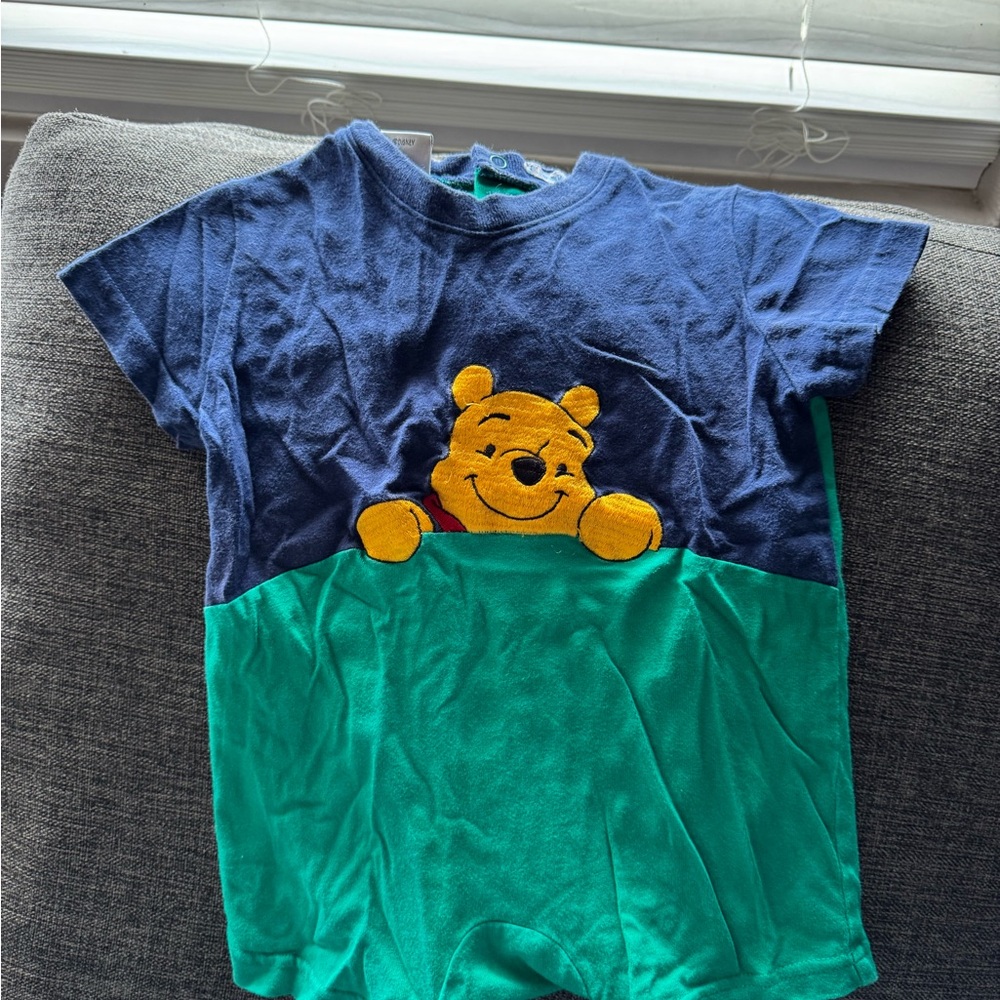Disney Kids Blue and Green Winnie the Pooh Shirt